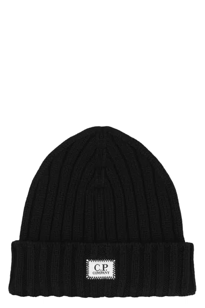 C.p. Company C.p.company Ribbed Wool Beanie In Black
