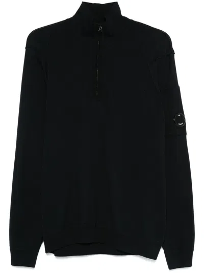 C.p. Company C.p.company Sea Islandhalf Zip Lens Knit In Black