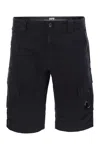 C.p. Company Tailored Cargo Shorts With Distinctive Pocket Details In Black
