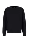 C.p. Company Cp Company Diagonal Raised Fleece Crew Neck Lens Sweatshirt In Black