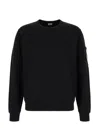 C.p. Company Cp Company Diagonal Raised Fleece Crew Neck Lens Sweatshirt In Black