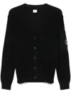 C.p. Company Button-fastening Cardigan In Black