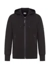 C.p. Company Sweatshirts Hooded Open In Diagonal Raised Fleece Clothing In Brown