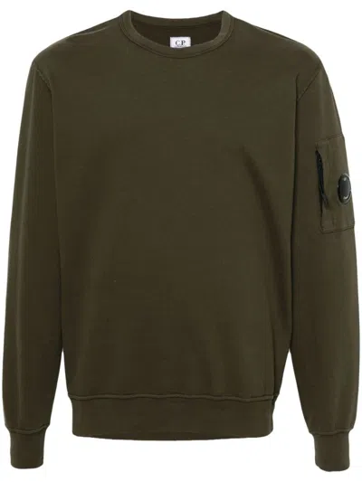 C.p. Company Crew Neck Cotton Sweatshirt In Green