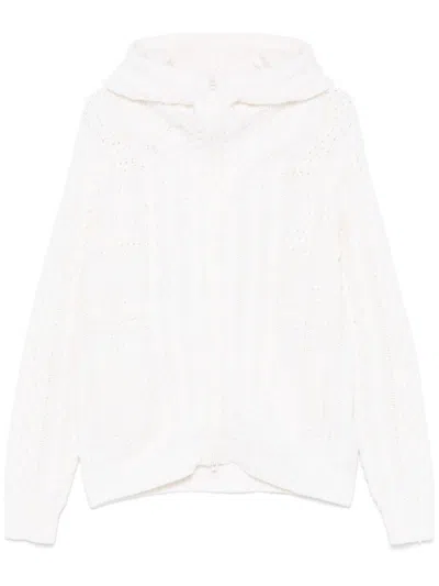 C.p. Company Cable-knit Cardigan In White
