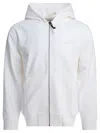 C.p. Company White Full Zip Sweatshirt With Brushed Cotton Fleece In White