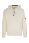 C.p. Company Sweatshirt With Zip, Hood And Lens In Neutral