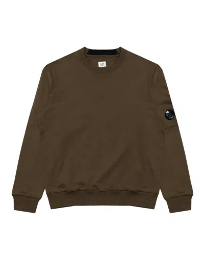 C.p. Company Long-sleeve Sweatshirt With Zippered Pocket And Ribbed Details In Brown