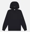 C.p. Company Diagonal Raised Fleece Goggle Zipped Hoodie In Black