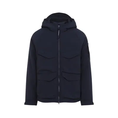 C.p. Company C.p.company Total Eclipse Shell Padded Hooded Lens Jacket In Blue