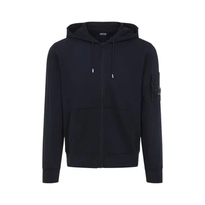 C.p. Company C.p.company Total Eclipse Zip Lens Cotton Hoodie In Blue