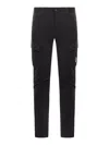 C.p. Company Straight Fit Cargo Pants With Circular Lens Detail In Black