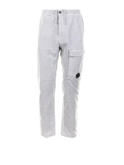 C.P. COMPANY C.P.COMPANY TROUSERS IN GREY FABRIC, CLOSURE WITH BUTTON AND ZIPPER, LACE-UP AT THE WAIST, POCKET WI