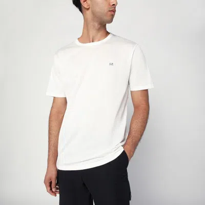 C.P. COMPANY C.P.COMPANY  WHITE COTTON T-SHIRT WITH LOGO PATCH