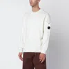 C.p. Company White Wool And Cotton Sweater Men In White