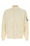 C.p. Company C.p.company White Wool Blend Cardigan In Neutral