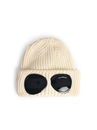 C.p. Company Cream Merino Wool Beanie In White