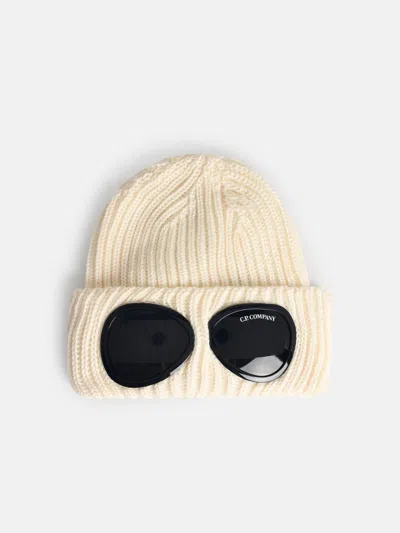 C.p. Company Cream Merino Wool Beanie In White