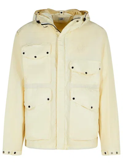 C.p. Company Cream Polyamide Jacket In Beige
