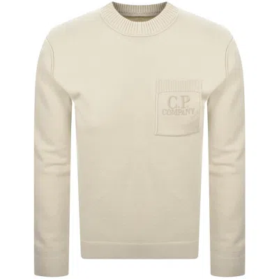 C.p. Company Cp Company Crew Neck Knit Jumper Cream In White