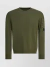 C.p. Company Crew Neck Knitwear With Ribbed Cuffs And Pocket In Gray