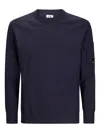 C.p. Company Logo Wool Crewneck Sweater In Blue