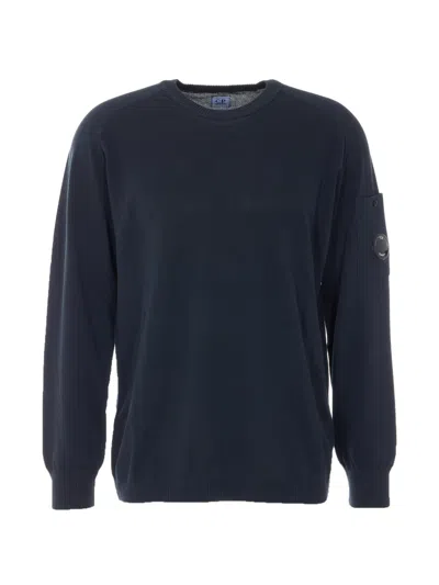 C.p. Company Crew-neck Logo-detail Sweatshirt In Blue