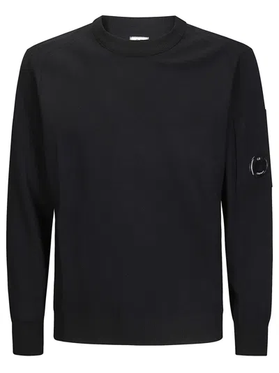 C.p. Company Crew Neck Merino Wool Sweater In Black