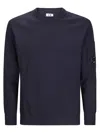 C.p. Company Logo Wool Crewneck Sweater In Blue