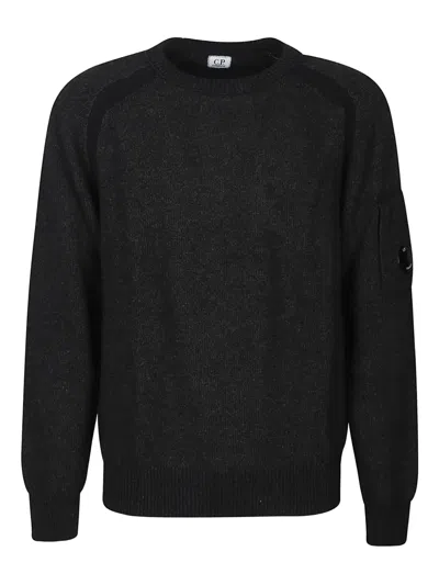 C.p. Company Diagonal Raised Fleece Crewneck Sweatshirt In Black