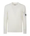 C.p. Company White Crew Neck Sweater In White