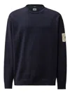 C.p. Company C.p.company Men Cotton Sweater With Logo Patch In Blue