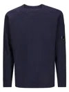 C.p. Company Crew Neck Sweater With Raglan Sleeves In Blue