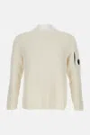 C.p. Company C.p.company White Cotton Blend Sweater In White