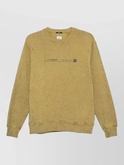 C.p. Company Crew Neck Sweatshirt Long Sleeve Ribbed Edges In Brown