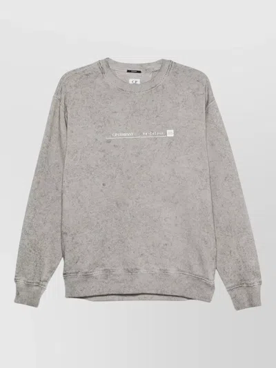 C.p. Company Crew Neck Sweatshirt Long Sleeves Ribbed Edges In Gray