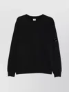 C.p. Company Cp Company Diagonal Raised Fleece Crew Neck Lens Sweatshirt In Black