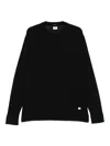 C.p. Company Crew-neck Wool-silk Blend Sweater In Black
