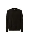 C.p. Company Crew Neck Knit Sweater With Raglan Sleeves And Logo Patch In Black