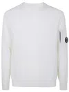 C.p. Company Crewneck Sweater With Arm Lens Detail In White
