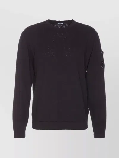 C.p. Company Crewneck Sweater Arm Pocket In Black