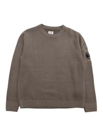 C.p. Company Kids' Crewneck Sweater In Brown