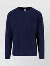 C.p. Company Crewneck Sweater With Arm Pocket And Raglan Sleeves In Blue