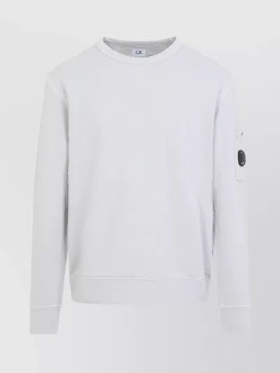 C.p. Company Crewneck Sweatshirt Arm Pocket In White