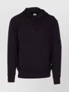 C.p. Company Crewneck Sweatshirt With Arm Patch And Hood In Black