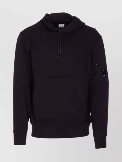 C.p. Company Crewneck Sweatshirt With Arm Patch And Hood In Black