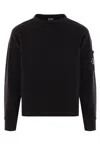 C.p. Company Crewneck Sweatshirt In Brushed Cotton Fleece Sweatshirts Black In Black