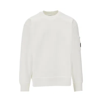 C.p. Company Crewneck Sweatshirt With Lens Detail In White