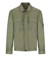 C.p. Company Green Jacket With Classic Collar And Logo Patch On The Sleeve In Green