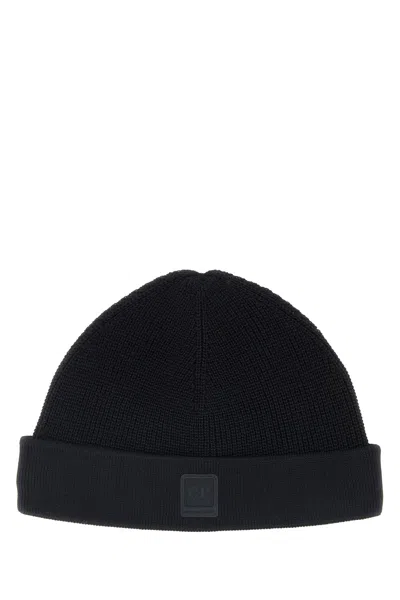 C.p. Company Black Cotton Beanie Hat In Neutral